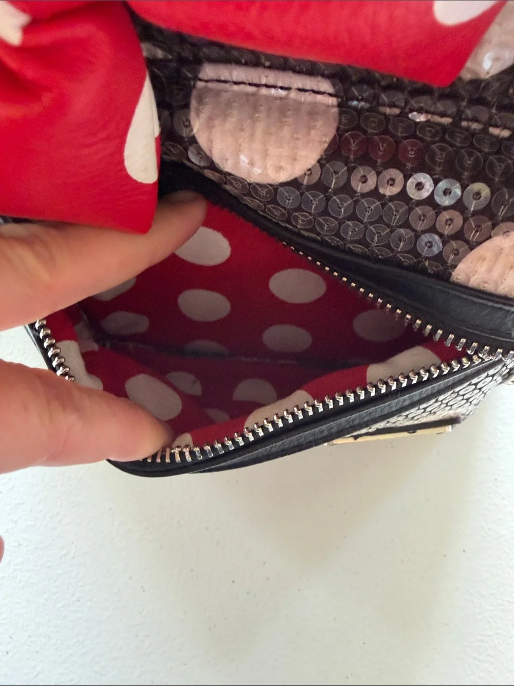 DISNEY x LOUNGEFLY Minnie Mouse Sequin Polka Dot Mini Backpack