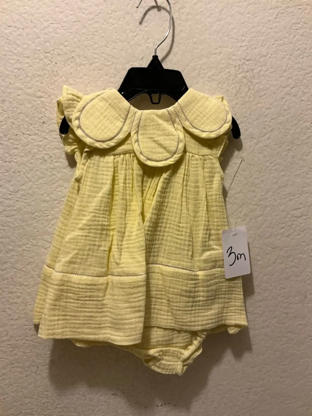 Sophie & Lucas Yellow Baby Girl Ruffle Collar Romper