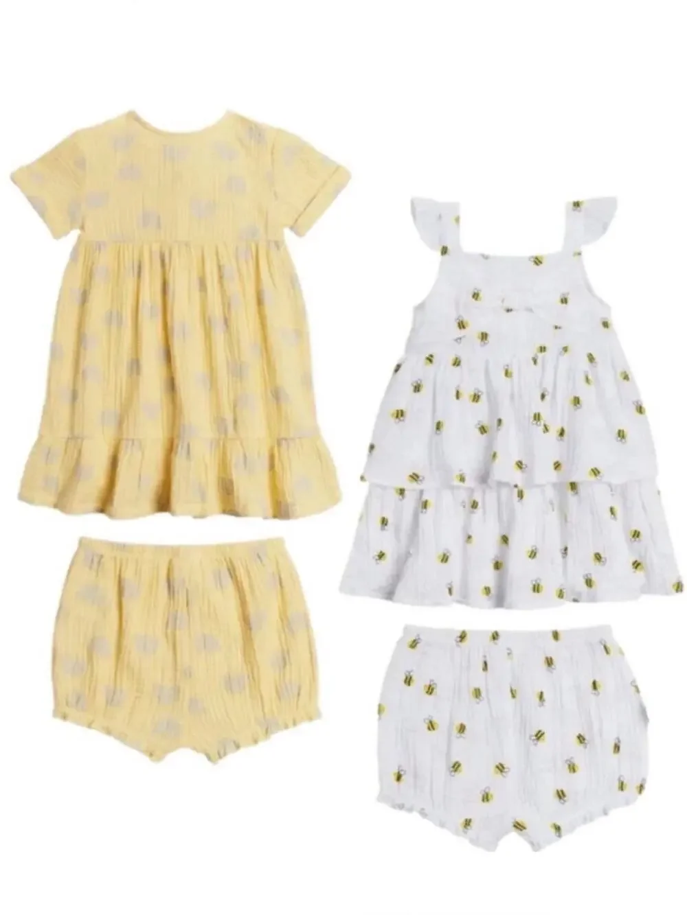Koala Baby Dresses Set Diaper Cover Yellow White 4 piece Set Size 18 Months NWT
