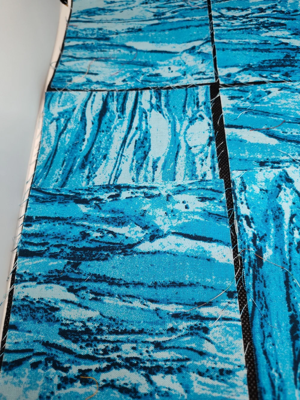 7 4.50 INCH BLUE Marble Waves Cotton Fabric SQUARES