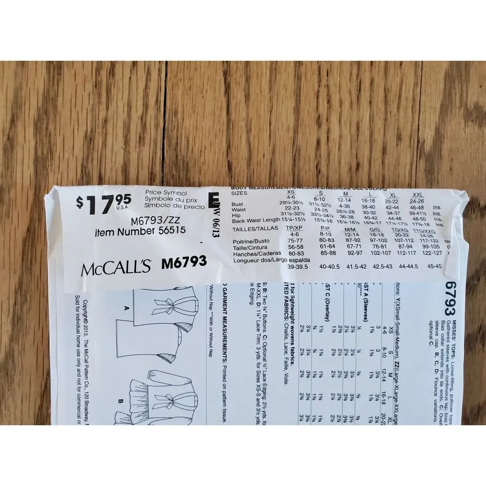 McCalls mccall m6793