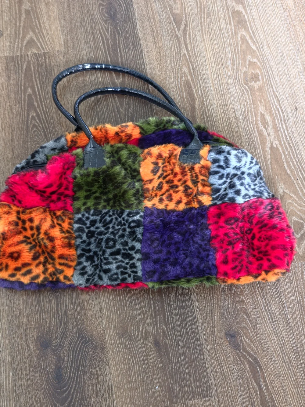 Carlos Falchi Multicolor Patchwork Faux-Fur Duffel Bag