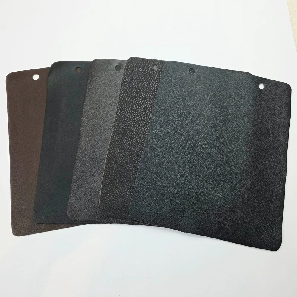 Lot Of 5 Blk Brn Leather Sample Upholstery Swatches for Bookbinding Bags Wallet