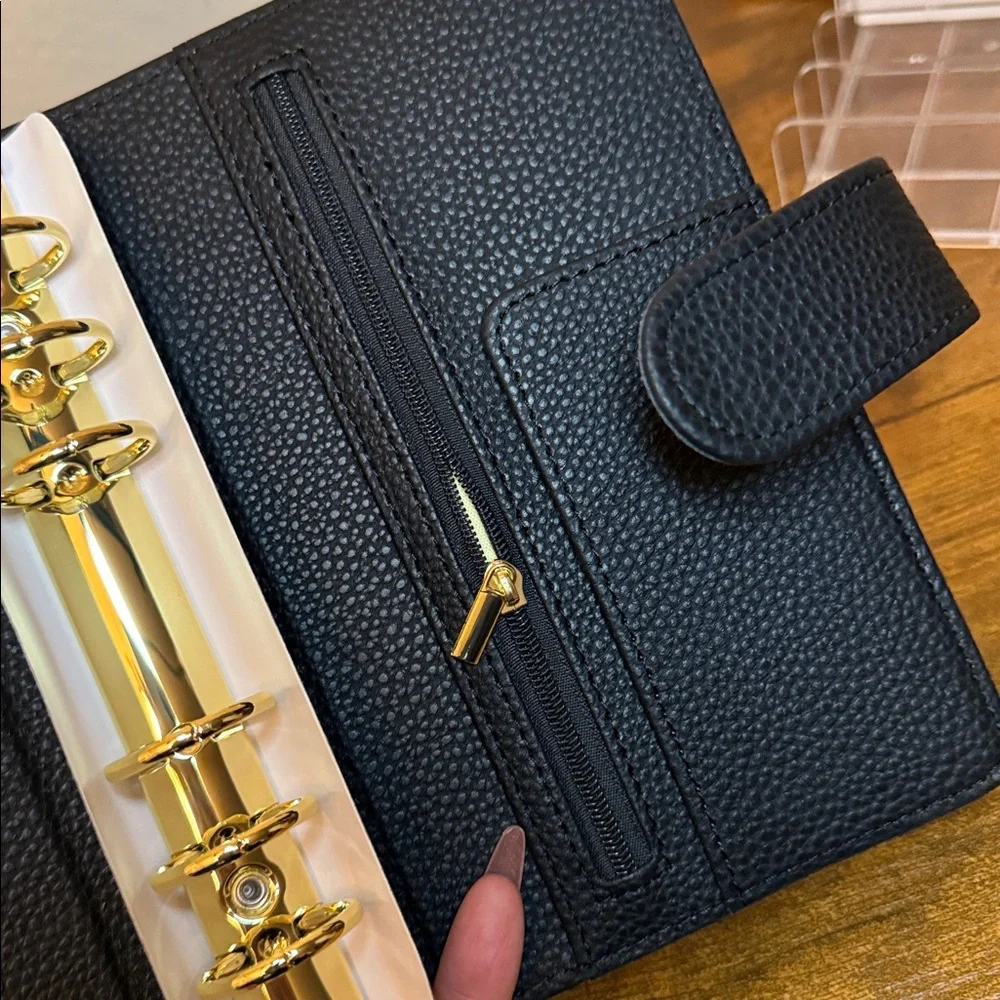 A6 Personal Binder Midnight Pebbled Leather Wallet/Planner