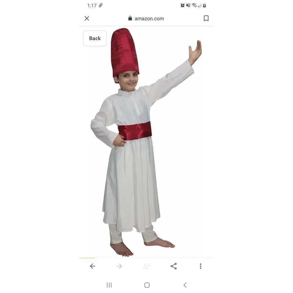 Boys Size 7/8 Years Kaku Sufi Gown Indian State Dance Costume Dress Up