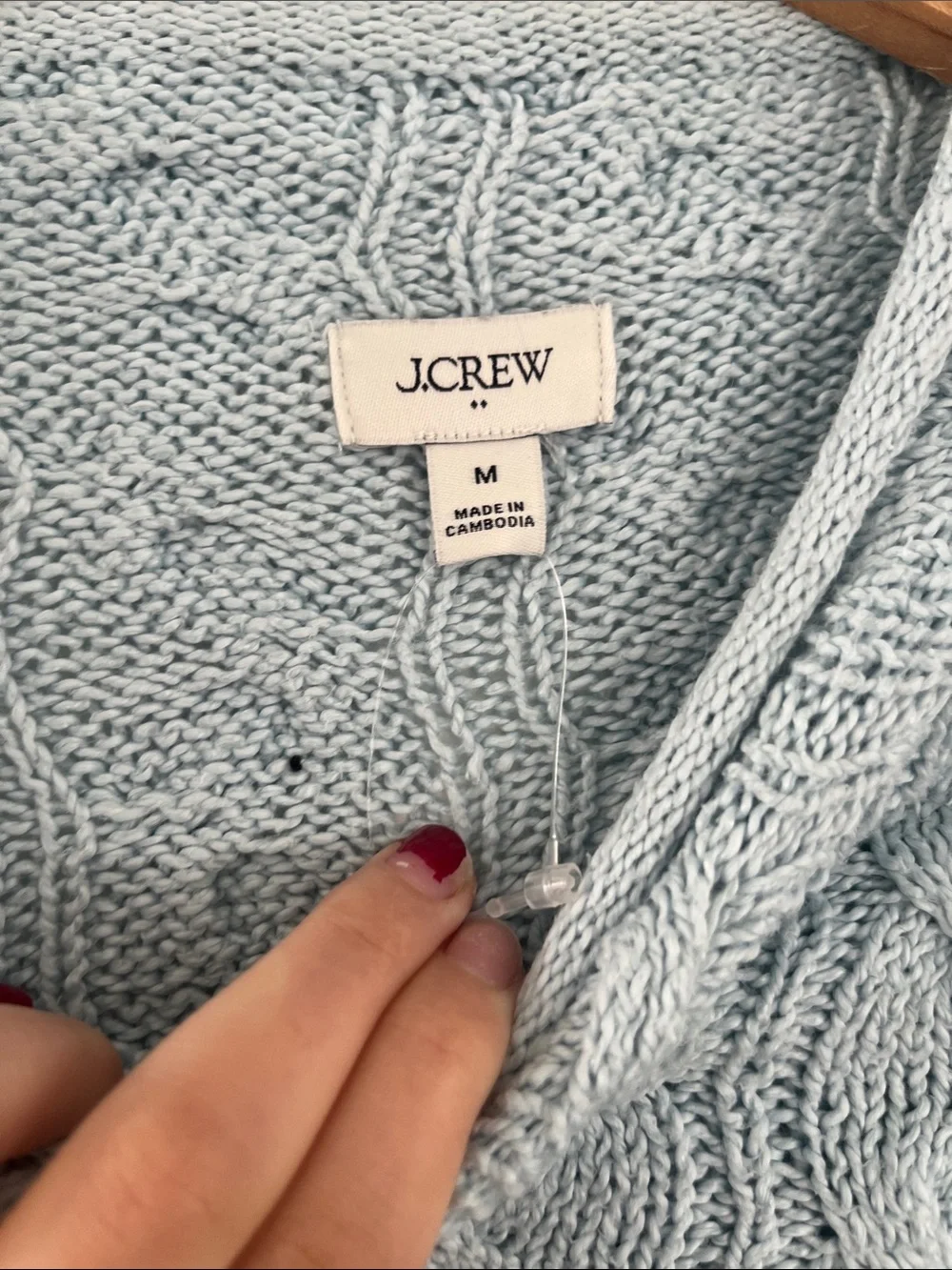 J. Crew Light Blue Cable Knit Crewneck Sweater