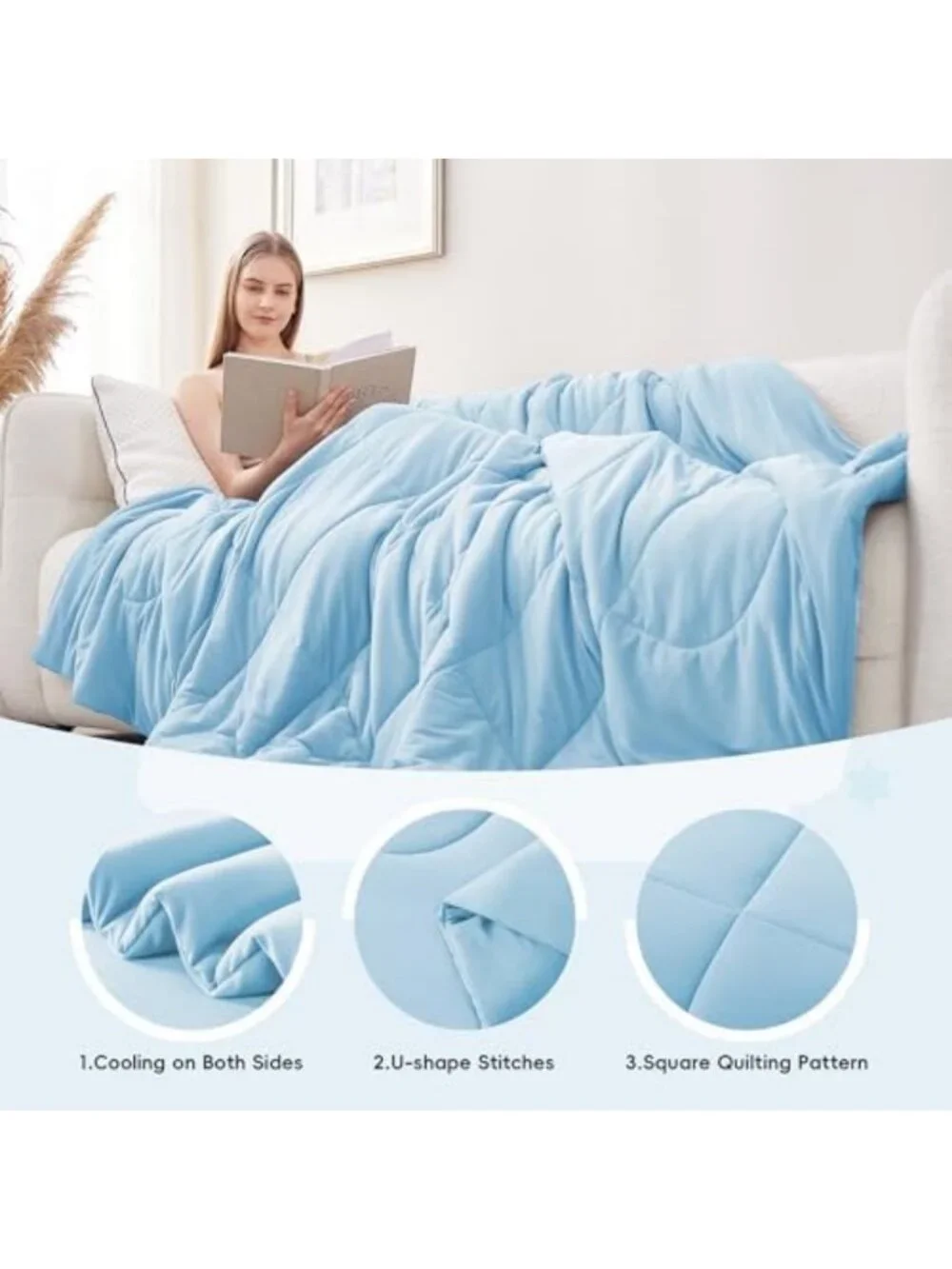 Lightweight Cooling Comforter Full/Queen - Breathable Summer Blanket for Hot