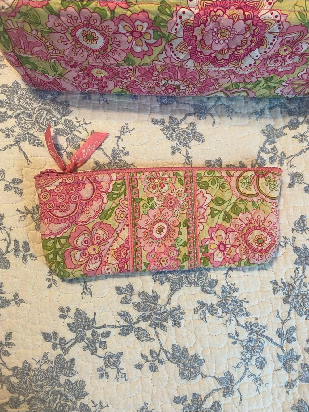 Vera Bradley Vintage Petal Pink Classic Tote Bag and Pencil Pouch