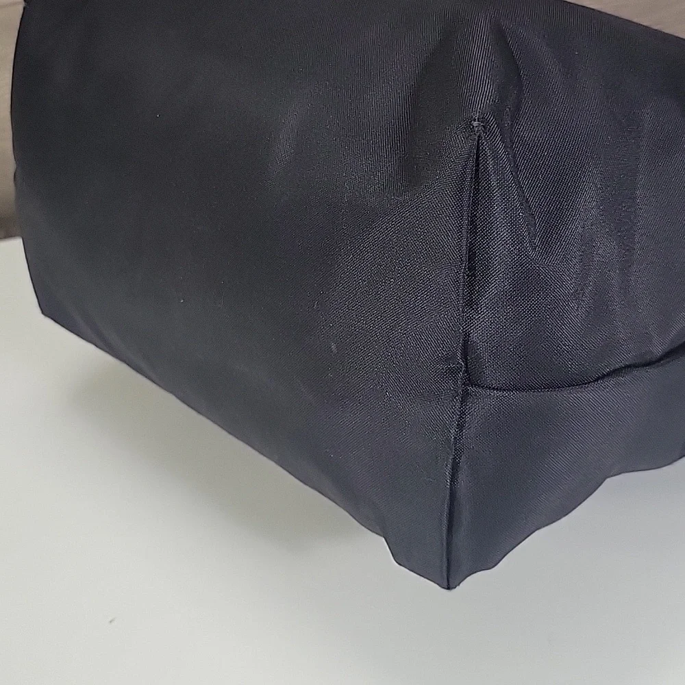 Longchamp Lepliage Black Tote Bag with Brown Leather Trim