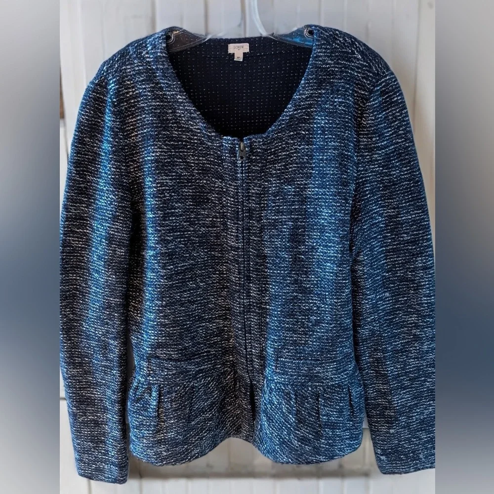 J.Crew Peplum Bocule Jacket Women’s Medium Navy Base