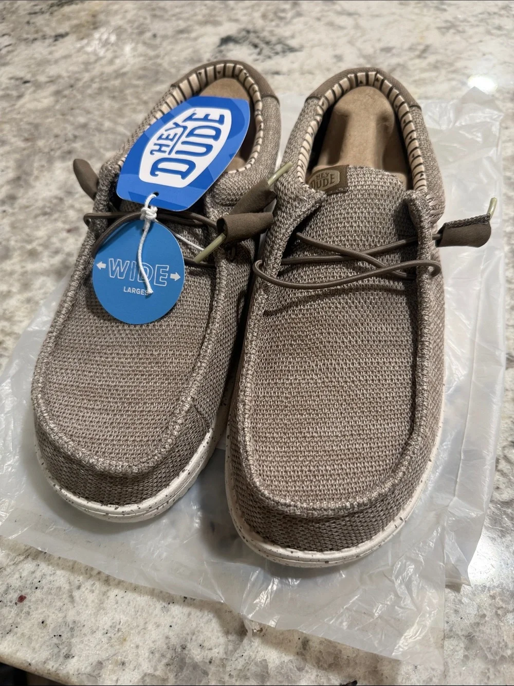 Hey Dude Men’s Wally Wide Slip-On Sneakers — Taupe Beige