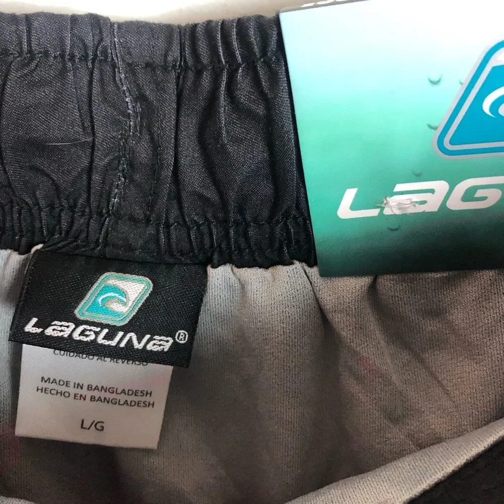 NWT Laguna Red Orange Black Swim Trunks Quick Drying Men's Size Large