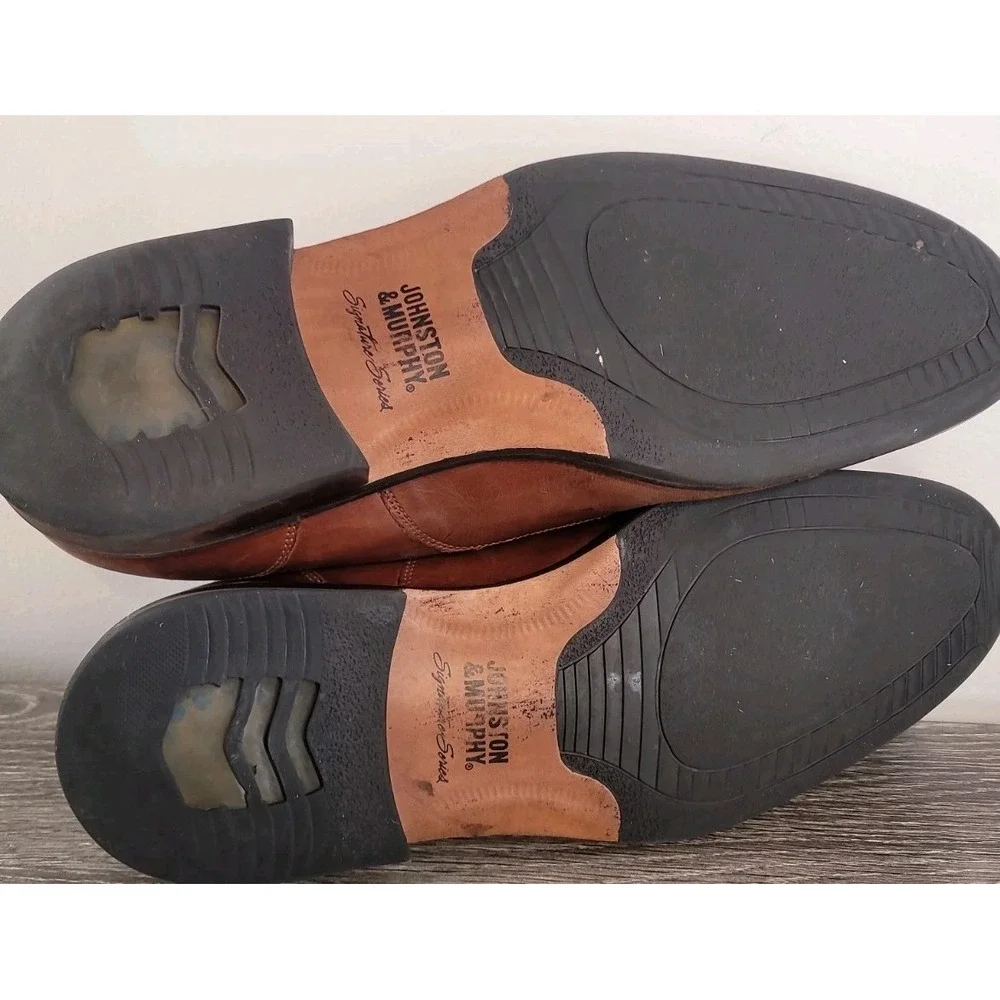 Johnston & Murphy Signature Series Cap Toe Derby Shoes Men's 10 M‎ Brown Leather