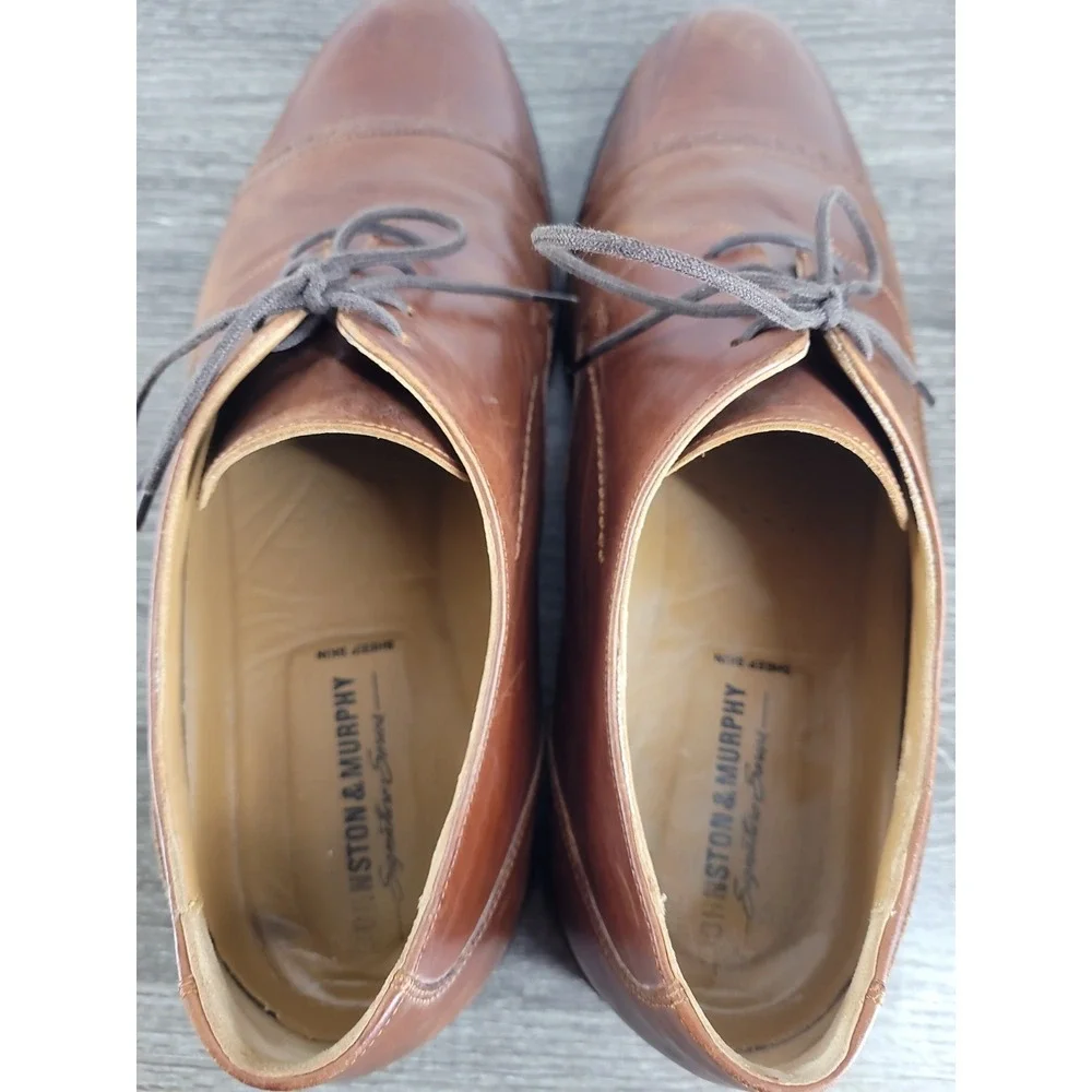 Johnston & Murphy Signature Series Cap Toe Derby Shoes Men's 10 M‎ Brown Leather
