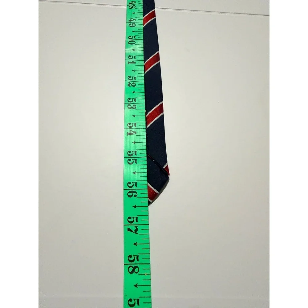 Austico Necktie Navy Blue Red Striped Australian Flag Crest Preppy Tie
