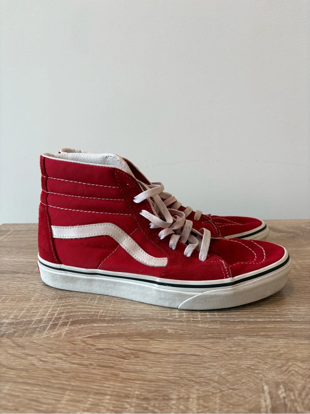 Vans Red High-Top Skate Sneakers with White Accents