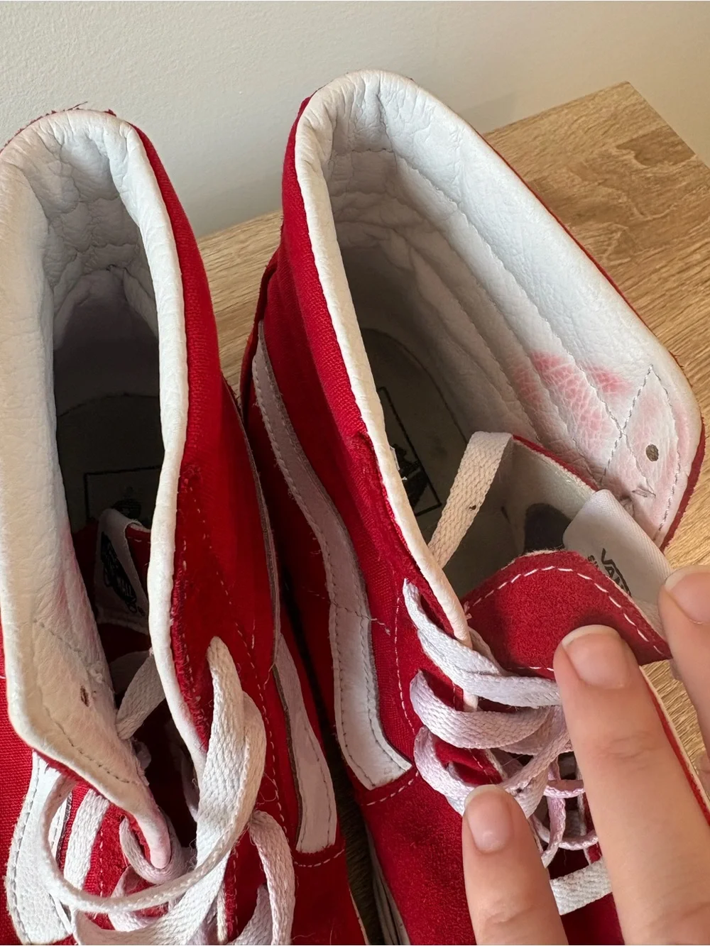 Vans Red High-Top Skate Sneakers with White Accents