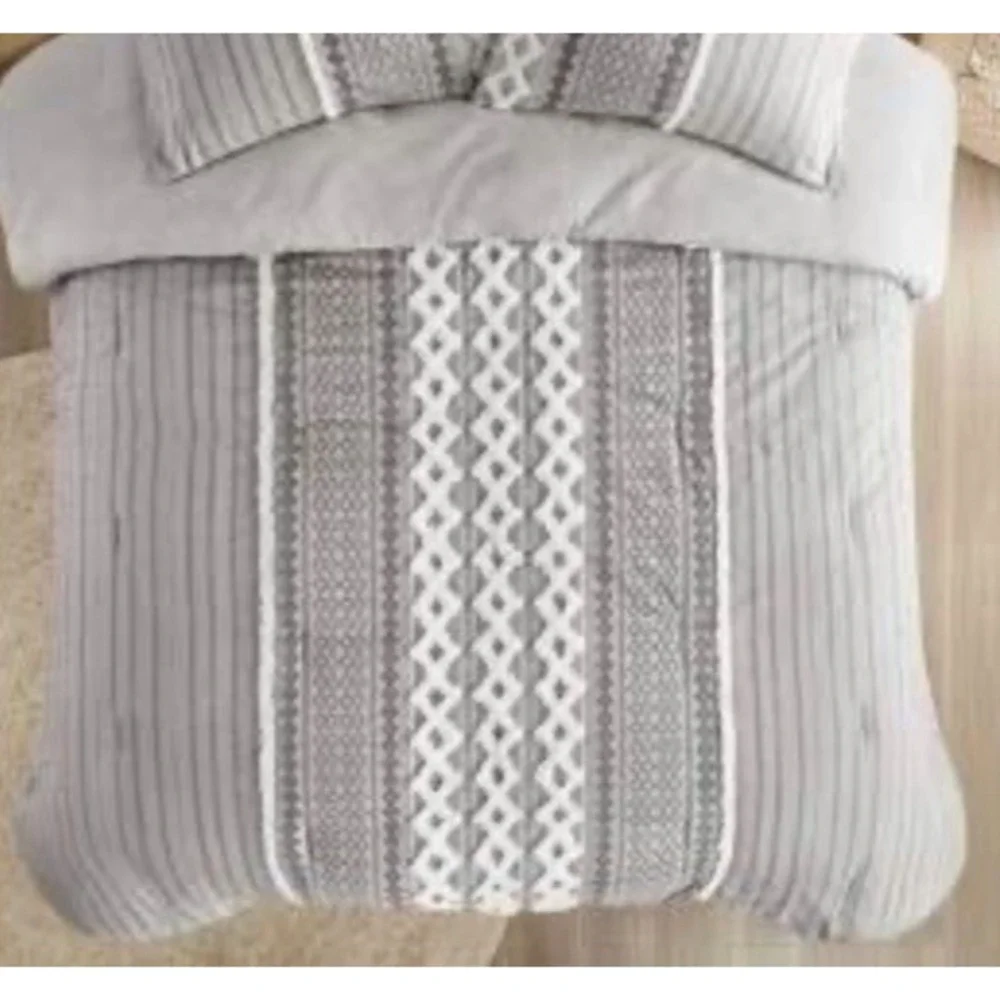 Ink +‎ Ivy Rhea Jacquard Duvet Cover Queen King 88x101 Gray Chenille Reversible