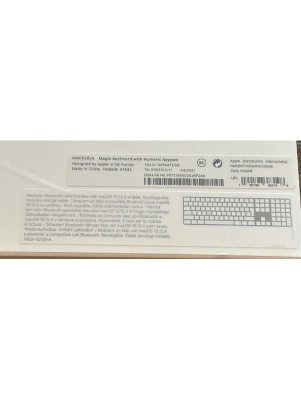 Apple Magic Keyboard w Numeric Keypad Model MQ052B/A A1843 New Sealed RARE!