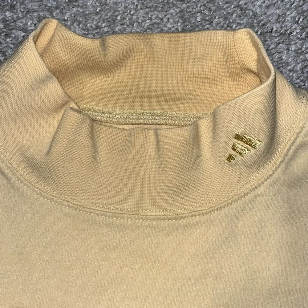 Men’s cotton Adidas Gold Maize Long sleeve mock turtle golf polo shirt L