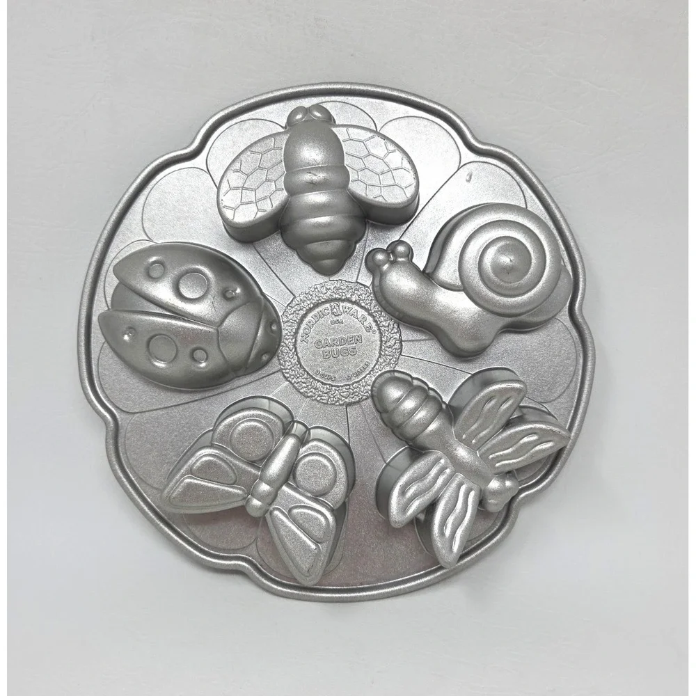 Nordic Ware Garden Bugs Cupcake Pan Snail Bee Lady Bug Butterfly Dragonfly