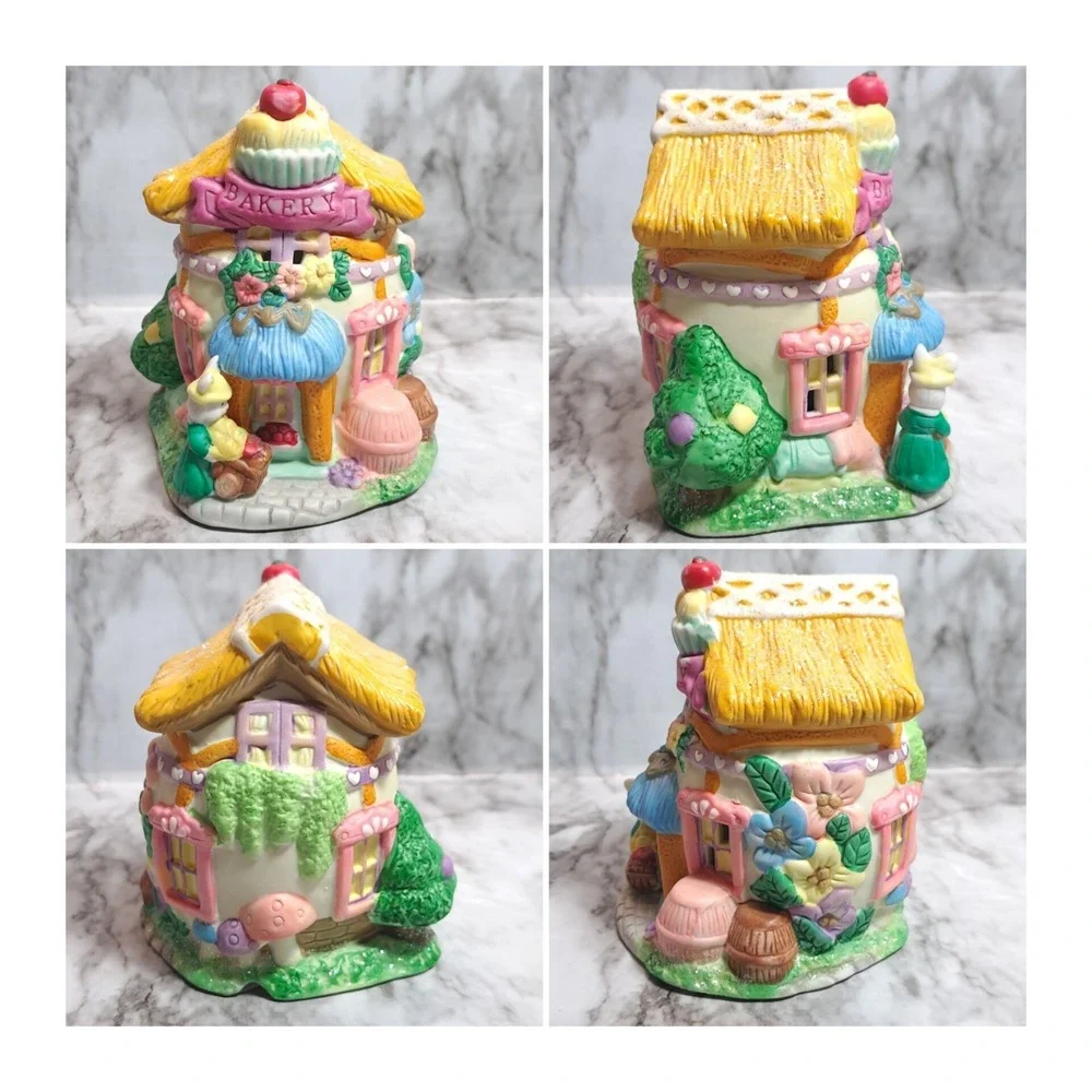 Set of 2 Hoppy‎ Hollow 2002 Easter Village Bakery Decor Multicolor Ceramic