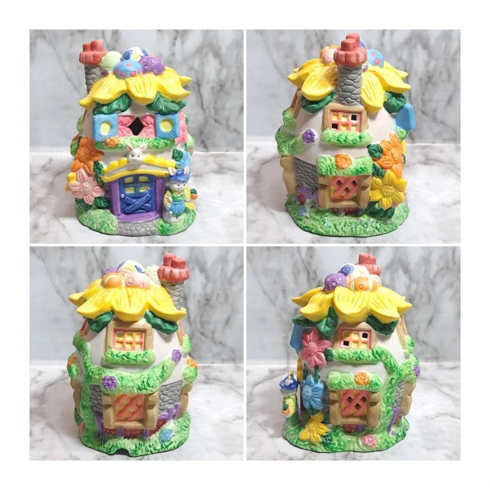 Set of 2 Hoppy‎ Hollow 2002 Easter Village Bakery Decor Multicolor Ceramic