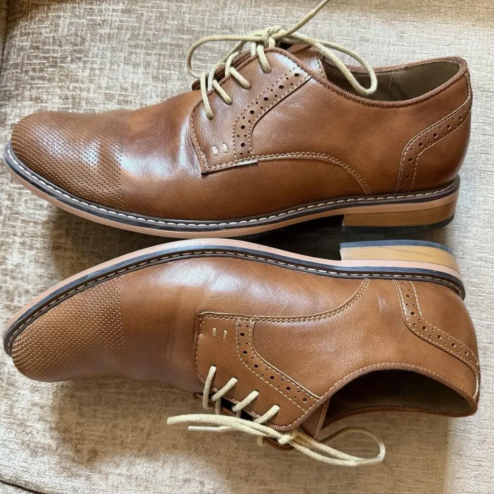 Madden Classic Men's Oxford Shoes Size 9 M-ALK Cognac Dress Perforated Toe w/Box