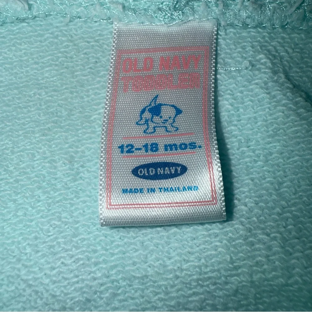 Y2K Old Navy Light Blue/Aqua Kids Hoodie with Pink Dolphin Size 12-18 Months