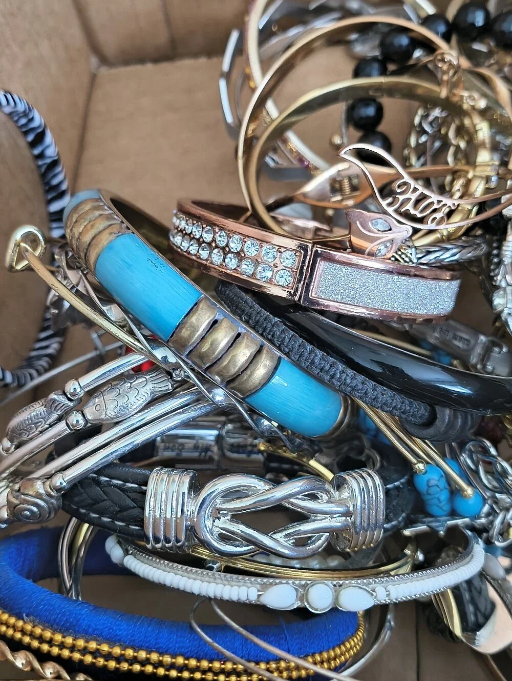 60 Bangle Bracelets For $30! Mixed Variety. All Wearable. Lot #3