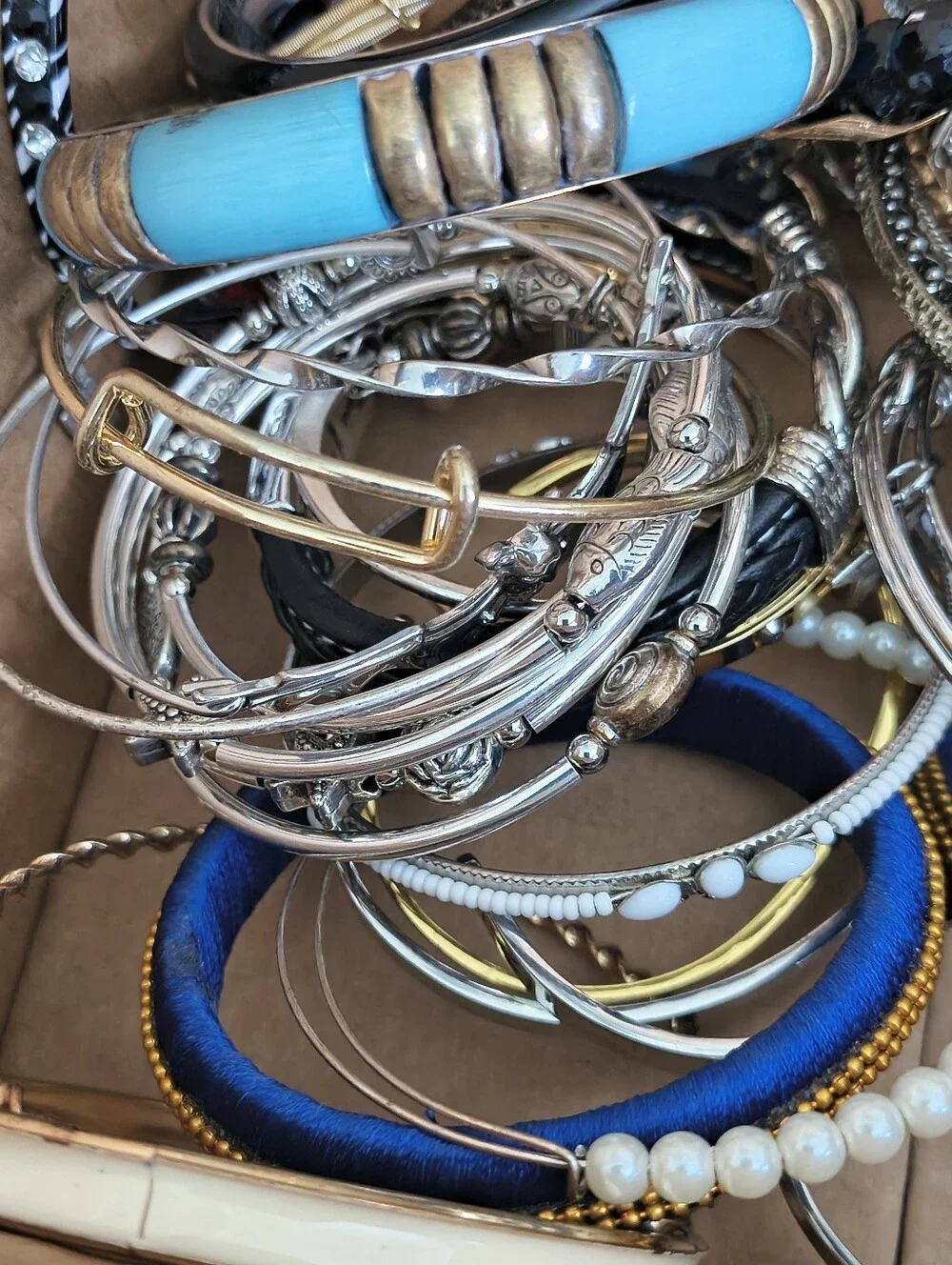 60 Bangle Bracelets For $30! Mixed Variety. All Wearable. Lot #3