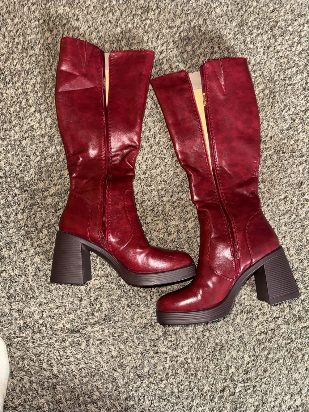 Amazon Burgundy Over-the-Knee Platform Boots