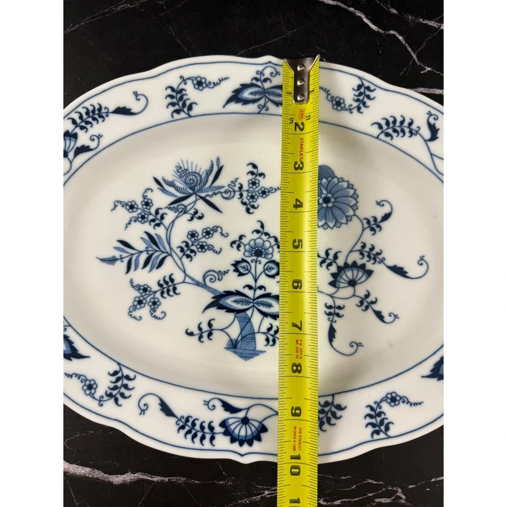 VTG Blue Danube Blue Onion 14in Serving Platter Banner Backstamp EUC!