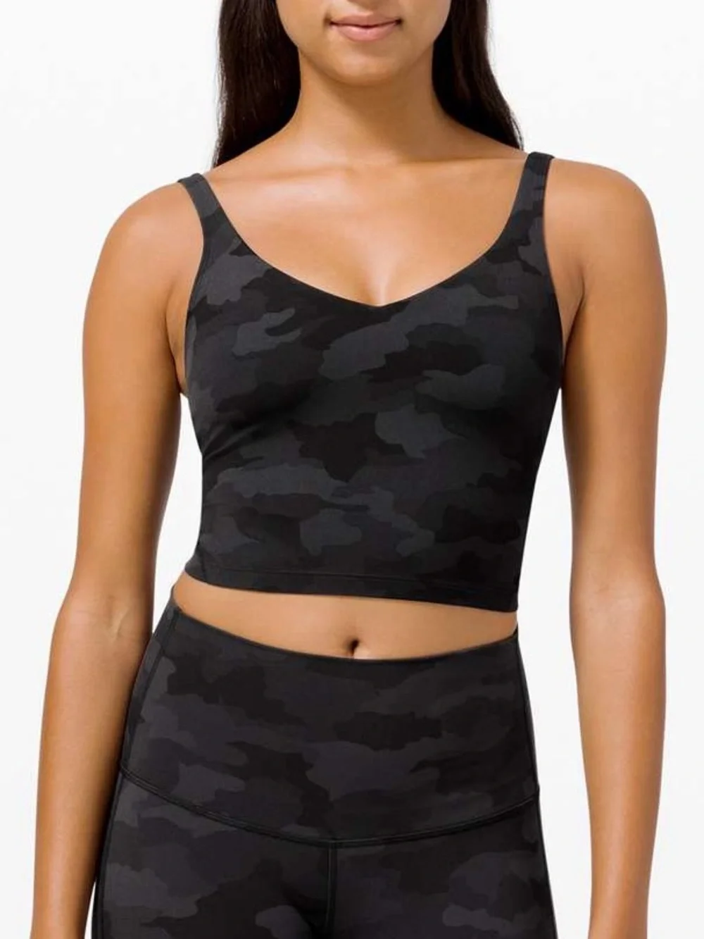 lululemon athletica Black Camo Longline Bralette