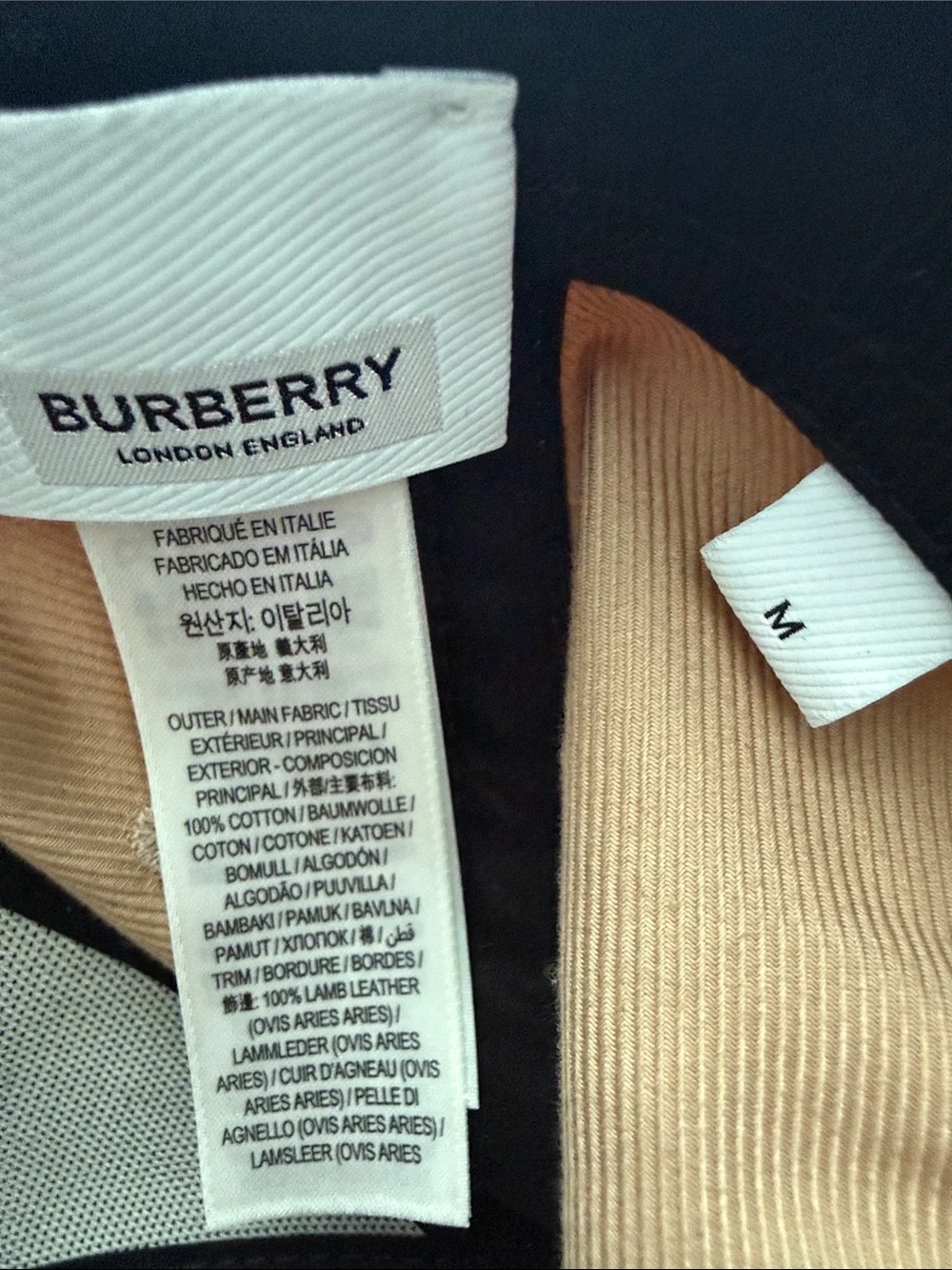 Burberry Khaki Baseball Cap with Light Blue Embroidered Logo
