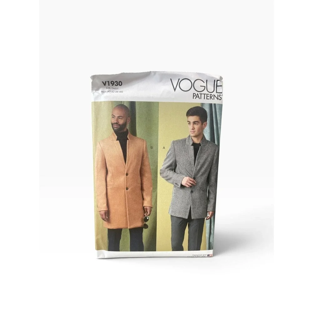 Vogue V1930 Men's Coat Jacket Slim Fit MXX (40-42-44-46) Tailored Uncut