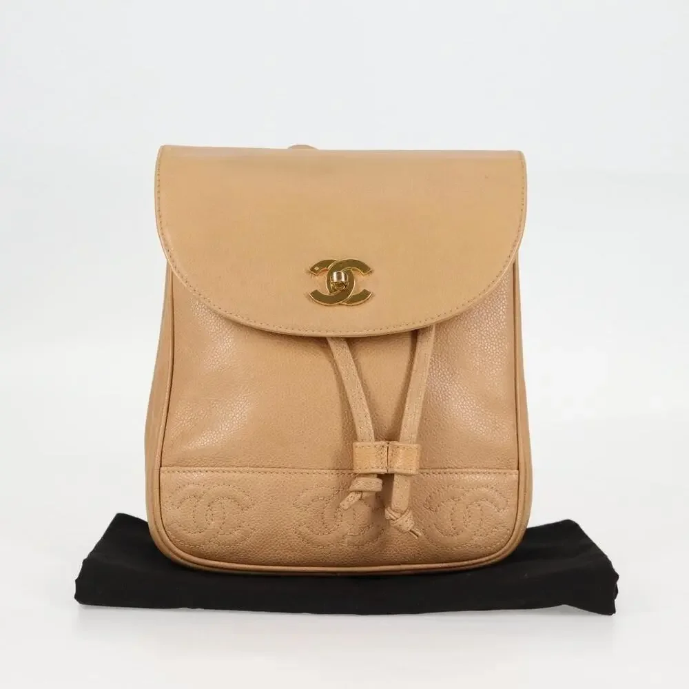 Chanel Calfskin Backpack Beige