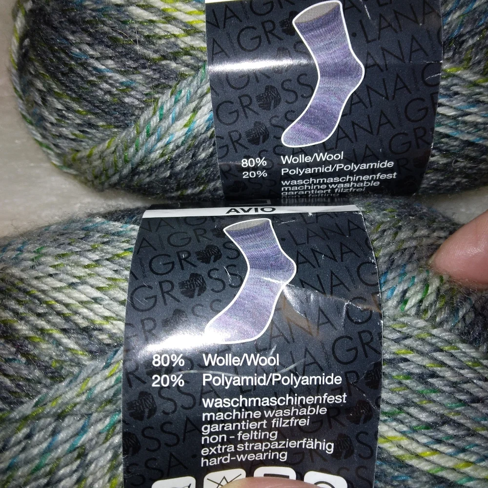 YARN Lana Grossa Avio Sock Yarn, 80% Wool 20% Polyamide, Greens