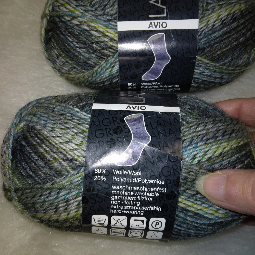 YARN Lana Grossa Avio Sock Yarn, 80% Wool 20% Polyamide, Greens