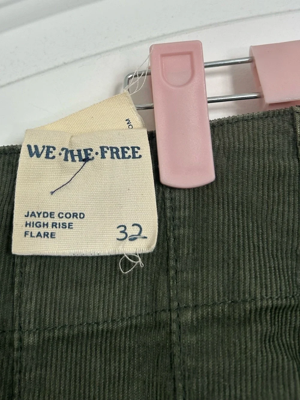 Free People Corduroy Jayde Flare Leg Pants Size 32 NWT Green Chic Retro 70s boho