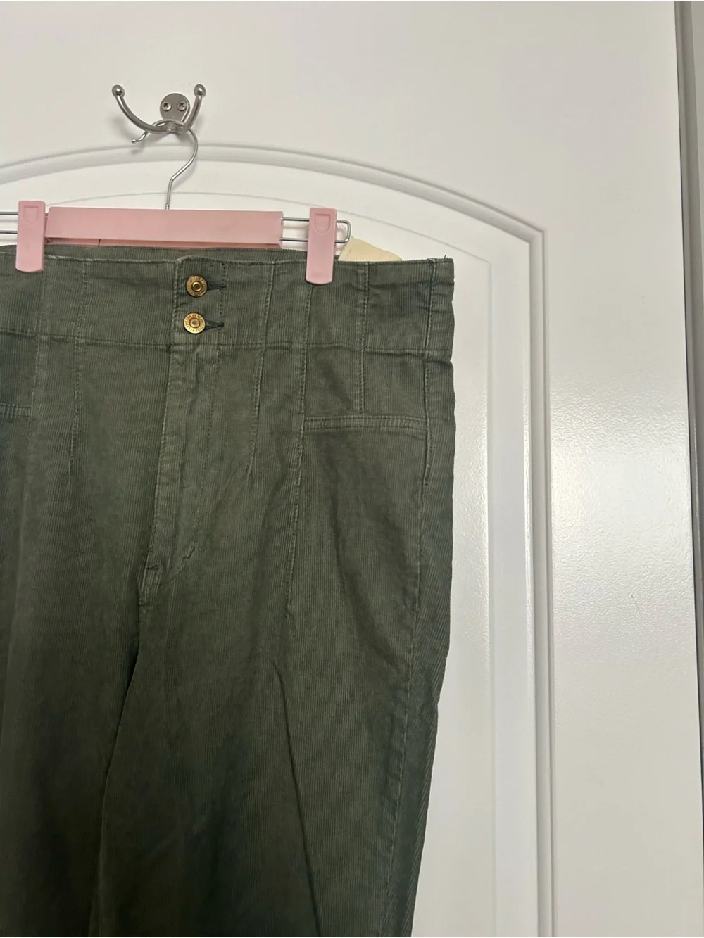 Free People Corduroy Jayde Flare Leg Pants Size 32 NWT Green Chic Retro 70s boho