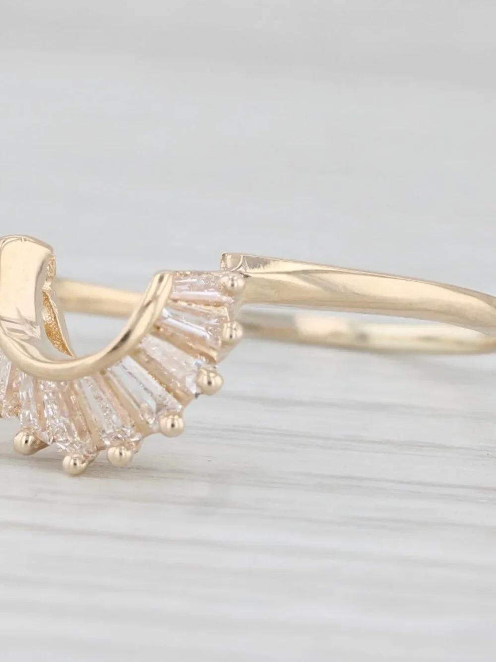0.43ctw Diamond Baguette Ring Guard Enhancer 14k Yellow Gold Sz 10.25 Wedding