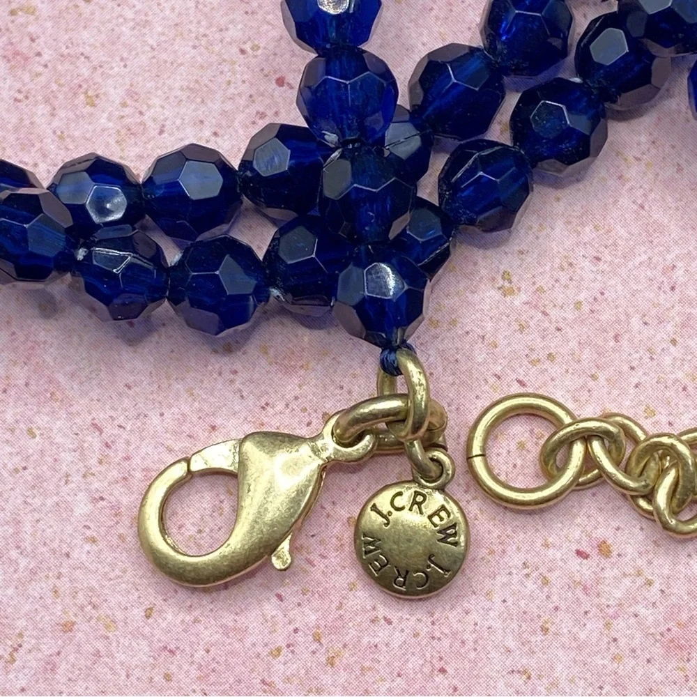 J.CREW Blue Acrylic Beads With White Tassel Pendant