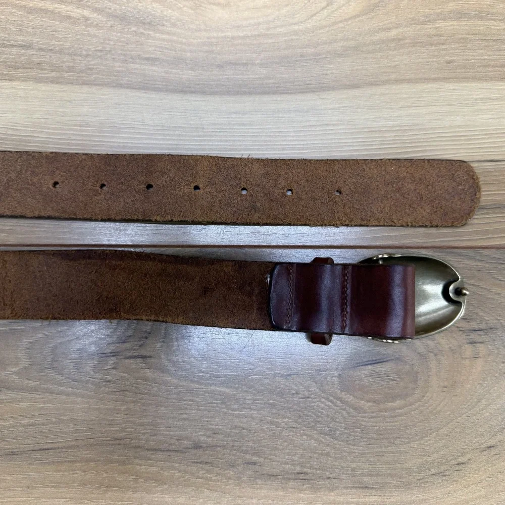 J.Crew Genuine Italian Leather Brown Belt Womens L Large 36 38 USA Made Casual
