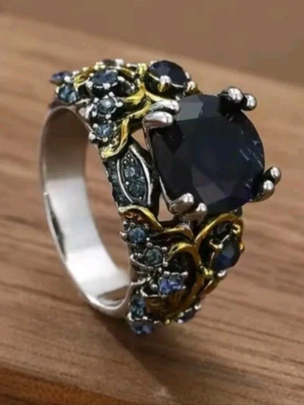 Beautiful Topaz Gold Leaf Ring Gothic Nature Inspired Engagement Wedding 6