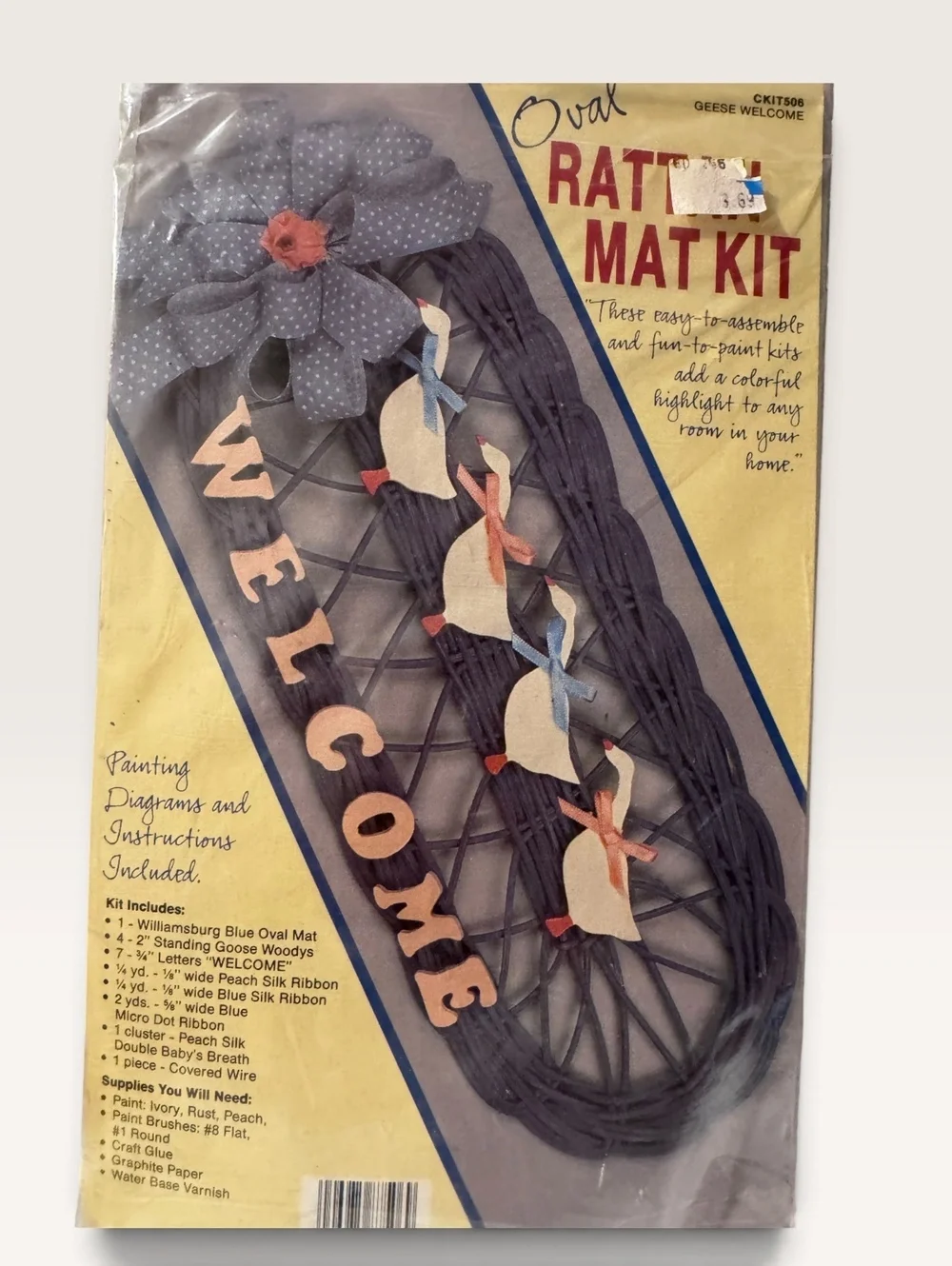 Vintage Oval Rattan Mat Kit with Goose Welcome Design