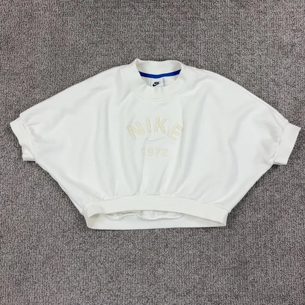 Nike Sportswear Collection Sweatshirt Womens Small White Crop 1972 Athleisure