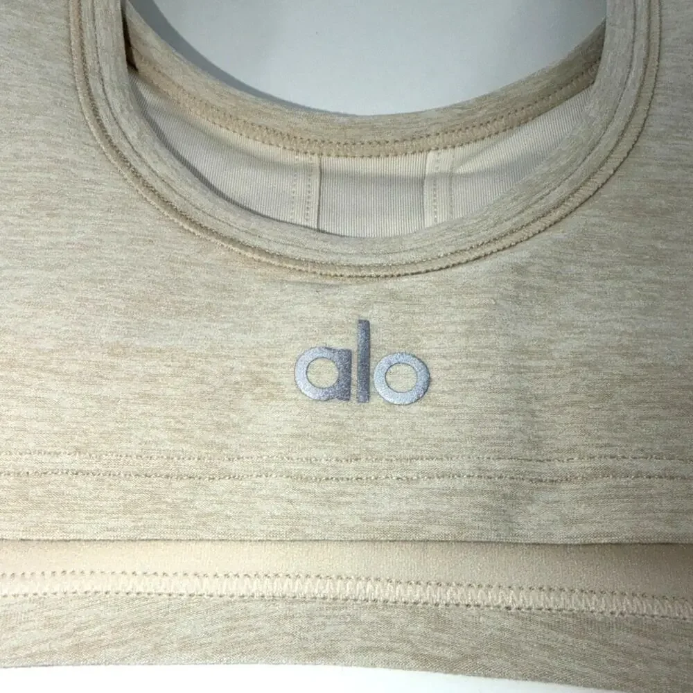 Alo Yoga Oatmeal Heather Alosoft Center Stage Bra Size XXS