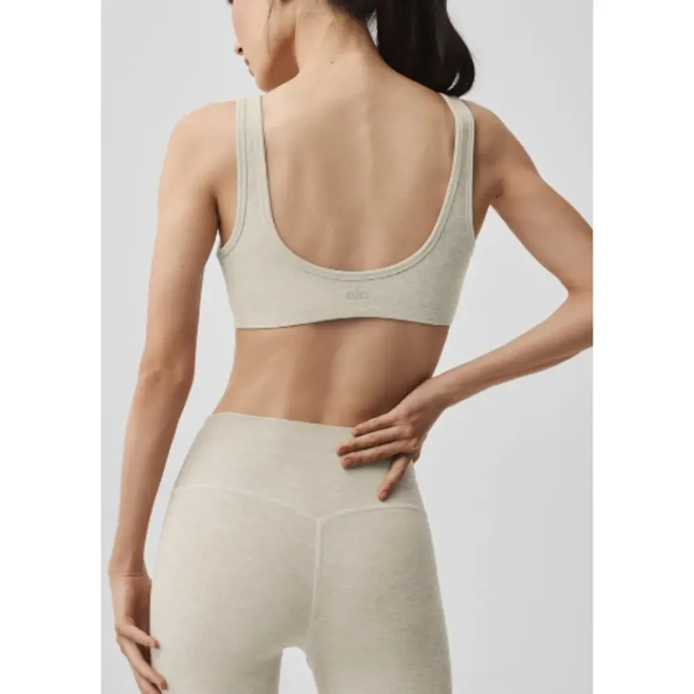 Alo Yoga Oatmeal Heather Alosoft Center Stage Bra Size XXS