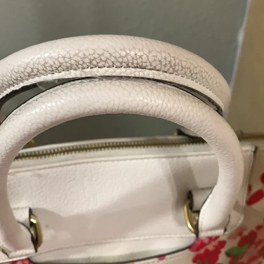 Liz, Claiborne, floral and white satchel